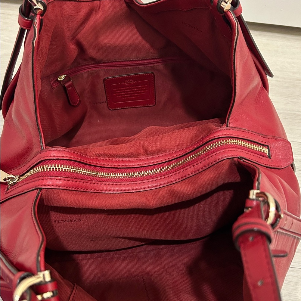 Coach Red Leather Shoulder Bag with Gold Hardware - Picture 11 of 16